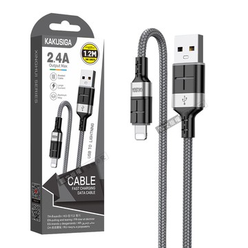 【KAKUSIGA】2.4A抗彎折超級快充線 iPhone Lightning 鋁合金傳輸充電線(1.2M)