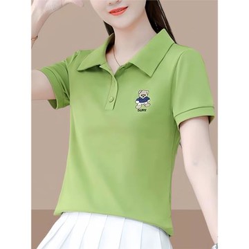 polo衫t恤女修身顯瘦減齡新款夏季有領短袖洋氣短款正肩翻領上衣