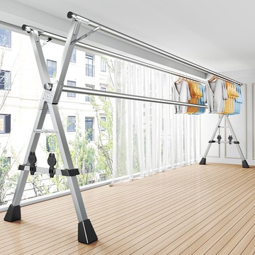 晾衣架落地不銹鋼臥室內伸縮陽臺曬被子神器家用涼衣桿折疊曬衣架