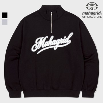 [MAHAGRID] 腳本標誌半拉鍊_中性_韓式SCRIPT LOGO HALF ZIP UP