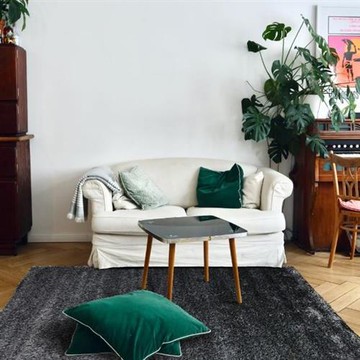 【山德力】混色長毛地毯140X200黑白紗