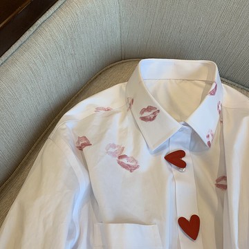 口紅印小眾設計感法式別致ins雪紡薄款防曬女士襯衫2022春夏上衣