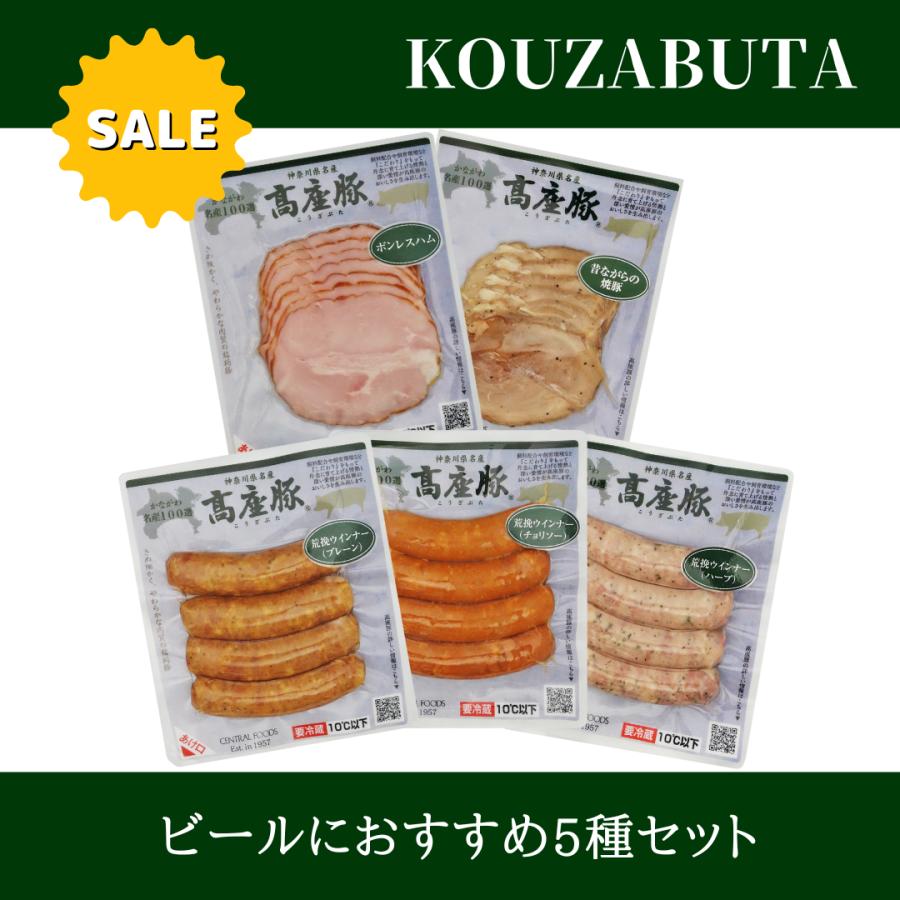 ハム、ソーセージセット お取り寄せ お買得 神奈川県産 高座豚 ビールにおすすめ５種お試しセット ハム ウインナー 焼豚 詰め合わせ おつまみ オードブル