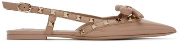 Valentino Garavani 粉色 Rockstud Bow Slingback 芭蕾鞋