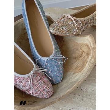 22年夏季手工制小羊皮蝴蝶結經典跳舞芭蕾舞平底鞋軟皮舒適百搭