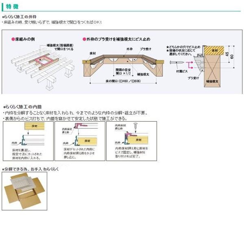 らくらく床下収納庫 浅型 SFS606B ブロンズ SFS606S シルバー 606角