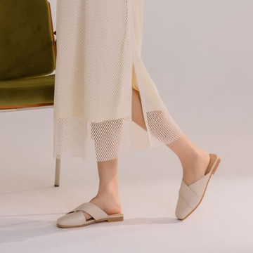 【I called Love】弧面交叉簡約皮革穆勒鞋