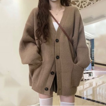 韓版慵懶風粗針長袖針織外套毛衣【51-24-80807-23】ibella 艾貝拉