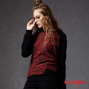 【單一特價】圈圈紗磨毛針織大學T(紅)  - BLUE WAY  ET BOiTE 箱子