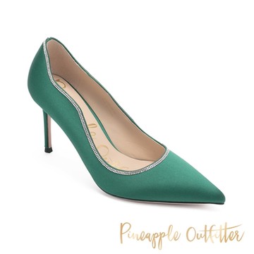 Pineapple Outfitter-PARVAIZ 經典奢華銀邊尖頭高跟鞋-綠色