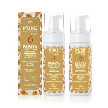 【澳洲 Pure Papayacare】木瓜嬰兒頭到腳趾沐浴慕斯(2入組 150ml/瓶)