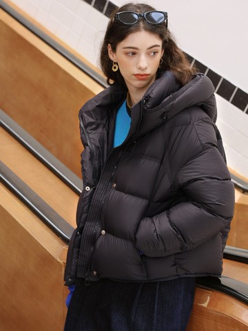 2顔色 冬籟集 文藝輕盈面包服 90白鴨絨連帽短箱型羽絨服