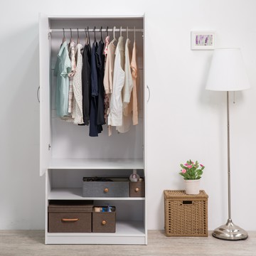 【TZUMii】雅緻二門二格衣櫥-沉穩棕凝雪白