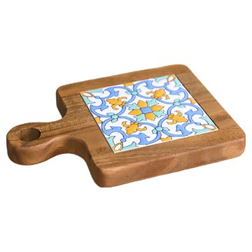 蕉蕉購物 法式花磚防燙杯墊  藍色/棕色  1個