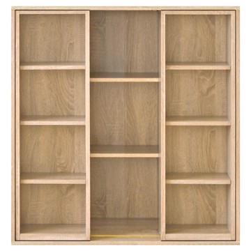 《HOPMA》大容量日式雙排活動書櫃 台灣製造 滑門櫃 收納櫃 儲藏櫃 書櫃 置物櫃 玄關櫃 門櫃-淺橡(漂流)木