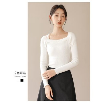 方領打底衫女2025秋冬季內搭洋氣辣妹顯瘦基礎針織衫上衣長袖毛衣