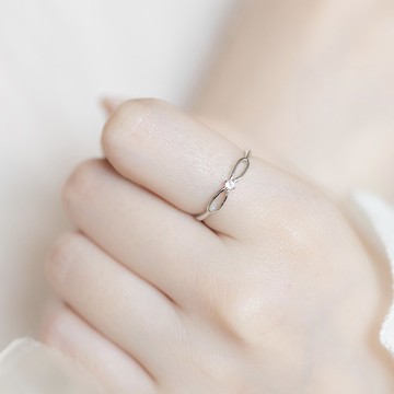 白水晶925純銀無限設計戒指 可調式戒指