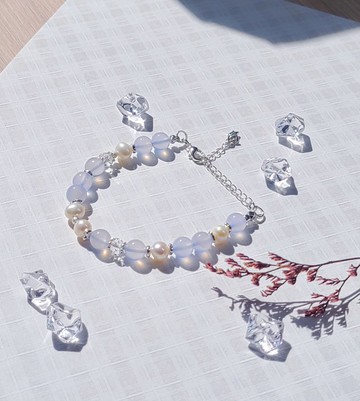 聖誕禮盒 藍玉髓 藍紋瑪瑙 珍珠|| 溝通 信心 舒壓助眠 水晶手鍊