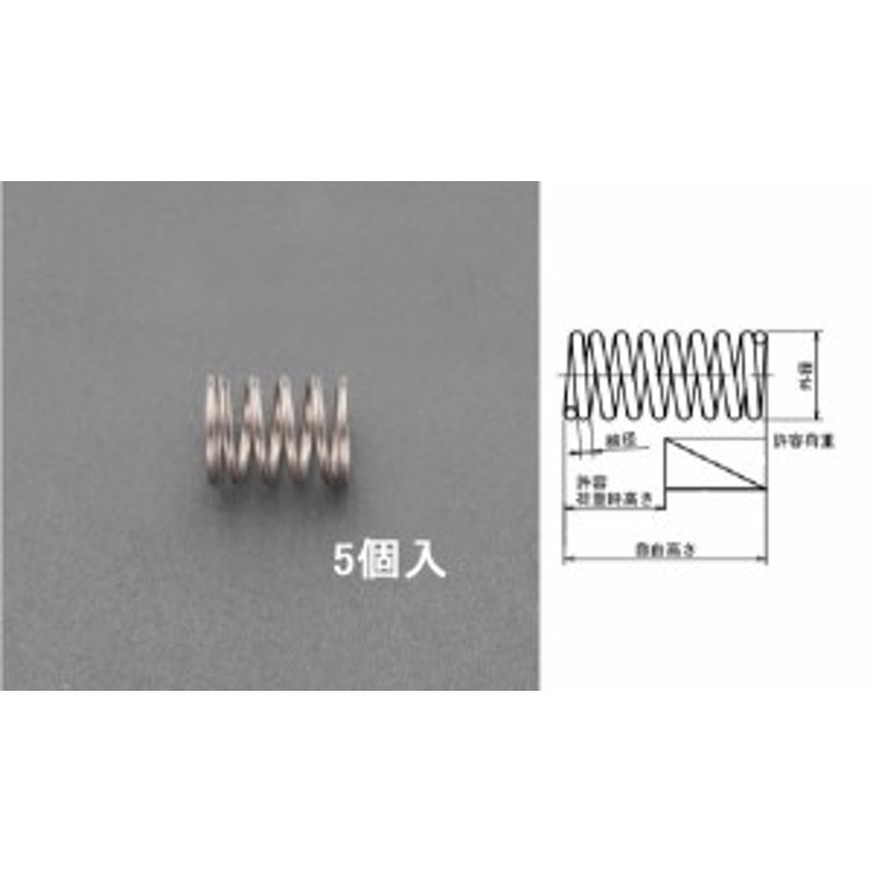 エスコ ESCO 5.5x0.45/ 11.0mm 押しスプリング ステンレス/5本 EA952SF