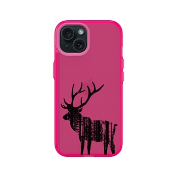 iPhone 15 Clear 粉漾桃 - Animal Silhouette / 動物剪影 - 麋鹿2