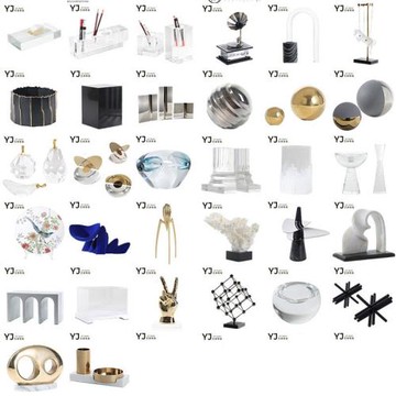 現代簡約幾何雕塑藝術品現代輕奢客廳電視柜旁家居軟裝樣板間擺件