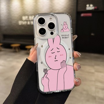 粉紅兔子 magsafe磁吸 iphone手機殼 趣味搞怪 16 14 15 13 12 11promax 防摔保護殼