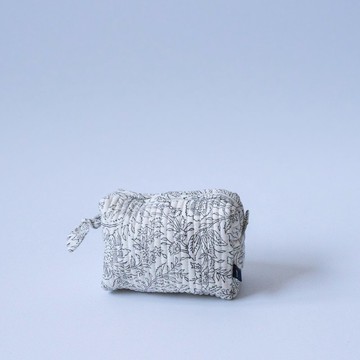 區塊印花 菱格紋化妝包 白色 S