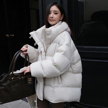 【米蘭精品】現貨+預購 頂級真羽絨外套90%鴨絨羽絨衣秋冬外套保暖上衣大碼休閒女裝-立領小個子4色74mw69