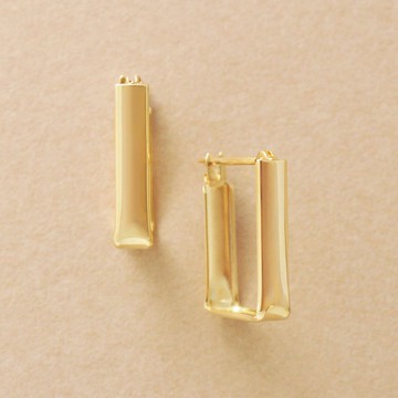 18K/10K 長方形橋耳環 (黃金)