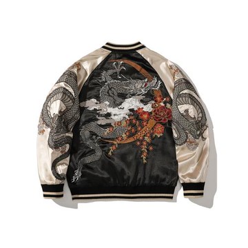 橫須賀龍刺繡棒球服外套春秋男女夾克國潮重工情侶中國風小眾上衣