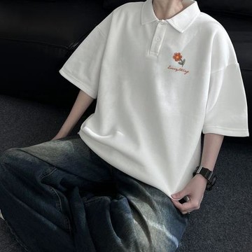 美式重磅短袖polo衫男夏季2026新款高街潮牌寬松學生休閑翻領上衣