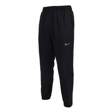 NIKE 男DRI-FIT 梭織運動長褲-慢跑 訓練 FQ4781-010 黑銀