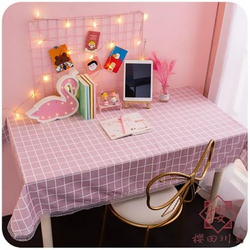 粉色化妝臺書桌墊座書桌桌布可愛寢室【櫻田川島】