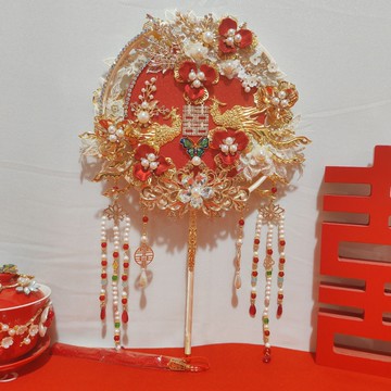 新娘喜扇秀禾服團扇結婚婚禮團扇古風扇子出嫁扇喜字扇中式手捧花