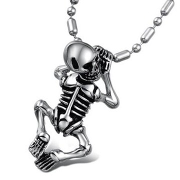 鈦鋼項鍊 吊墜-韓國潮流創意鬼童情人節生日禮物男配件73cm61【獨家進口】【米蘭精品】