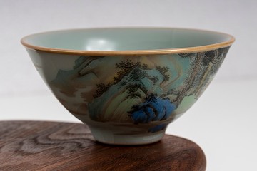 【永德堂－柏采窯】汝窯手繪山水茗杯 汝窯|開片|山水|手作