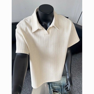 麥穗紋短袖Polo衫男士高級夏季潮牌重磅體恤美式潮流寬鬆半袖t恤