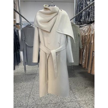 FUBO工廠店 雙面羊毛羊絨大衣時尚大圍巾長絨款雙排扣毛呢外套女