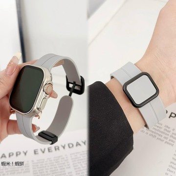 方型扣 硅膠錶帶 適用 Apple Watch S10 S9 8 7 6 SE 45mm 46mm 蘋果手錶帶 矽膠錶帶