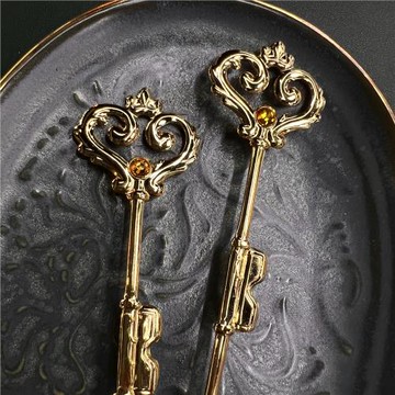 日本原產elfin 高桑金屬不銹鋼鍍金咖啡勺攪拌勺鉆石皇冠甜品勺子