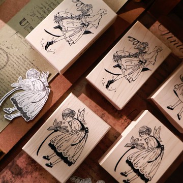 壹洱文創第14期新品【花與女孩印章 】人物印章升級紅橡膠全楓木