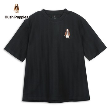 Hush Puppies 上衣 男裝斜紋緹花刺繡狗五分袖上衣