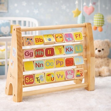 現貨〔木製算珠H1K】多功能木製算珠字母架 ♥ 動物翻板數學算盤 字母積木 ♥ 幼兒早教啟蒙 數字認知 手眼協調 木製
