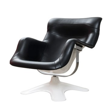 Karuselli Lounge Chair 太空時代皮革主人椅（黑）