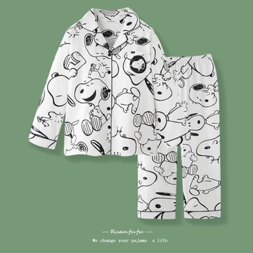 史努比純棉睡衣女春秋季長袖2025年新款卡通可愛情侶家居服男學生