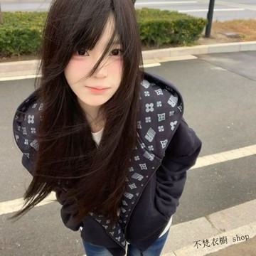🍂秋冬上新 美式復古連帽外套 拉鍊保暖韓系穿搭女 美式復古印花拼接設計感連帽衛衣女秋冬新款寬鬆學院風開衫外套潮