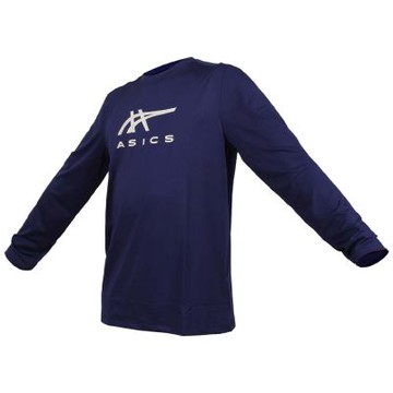 ASICS 男長袖T恤-台灣製 吸濕排汗 運動 反光 2031F443-400 丈青淺杏