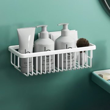 超級工廠 多功能置物架 30cm 白色 免打孔浴室收納  1個