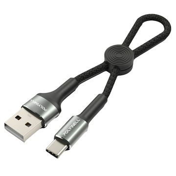 POLYWELL 寶利威爾 USB-A-Type-C 極短收納充電 PW15-W45-A339  0.12m  黑色  1條