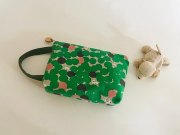 動物樂園。持手收納袋。多內袋。2款。日本設計布